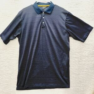 Shirt Polo Men Bolle Navy Stripe Gold Pickleball Golf Tennis Club Tee Size XL